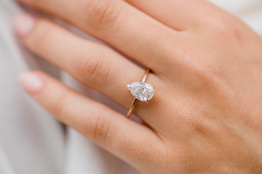 2.0 CT Pear Solitaire Moissanite Engagement Ring