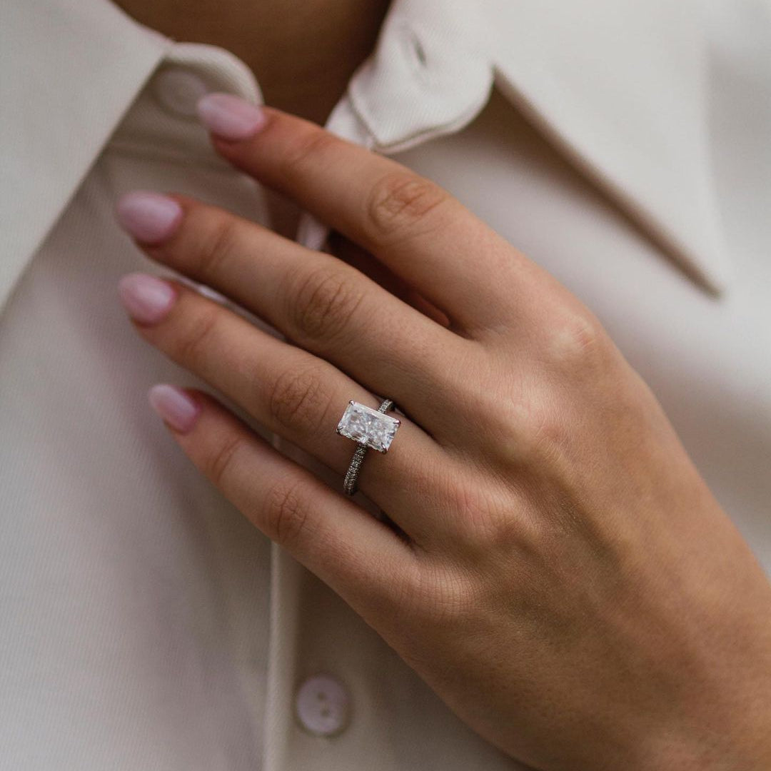 3 CT Radiant Pave Lab Grown Diamond Engagement Ring