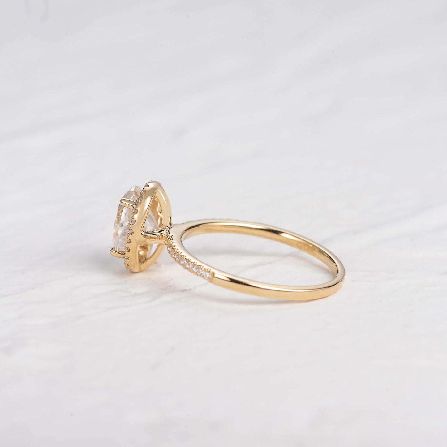 1.91 CT Oval Cut Halo Pave Moissanite Engagement Ring