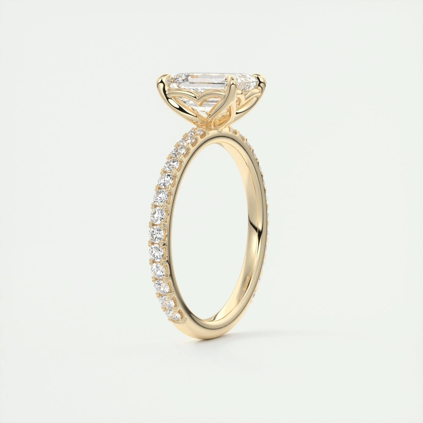 1.91 CT Emerald Solitaire Pave Moissanite Engagement Ring