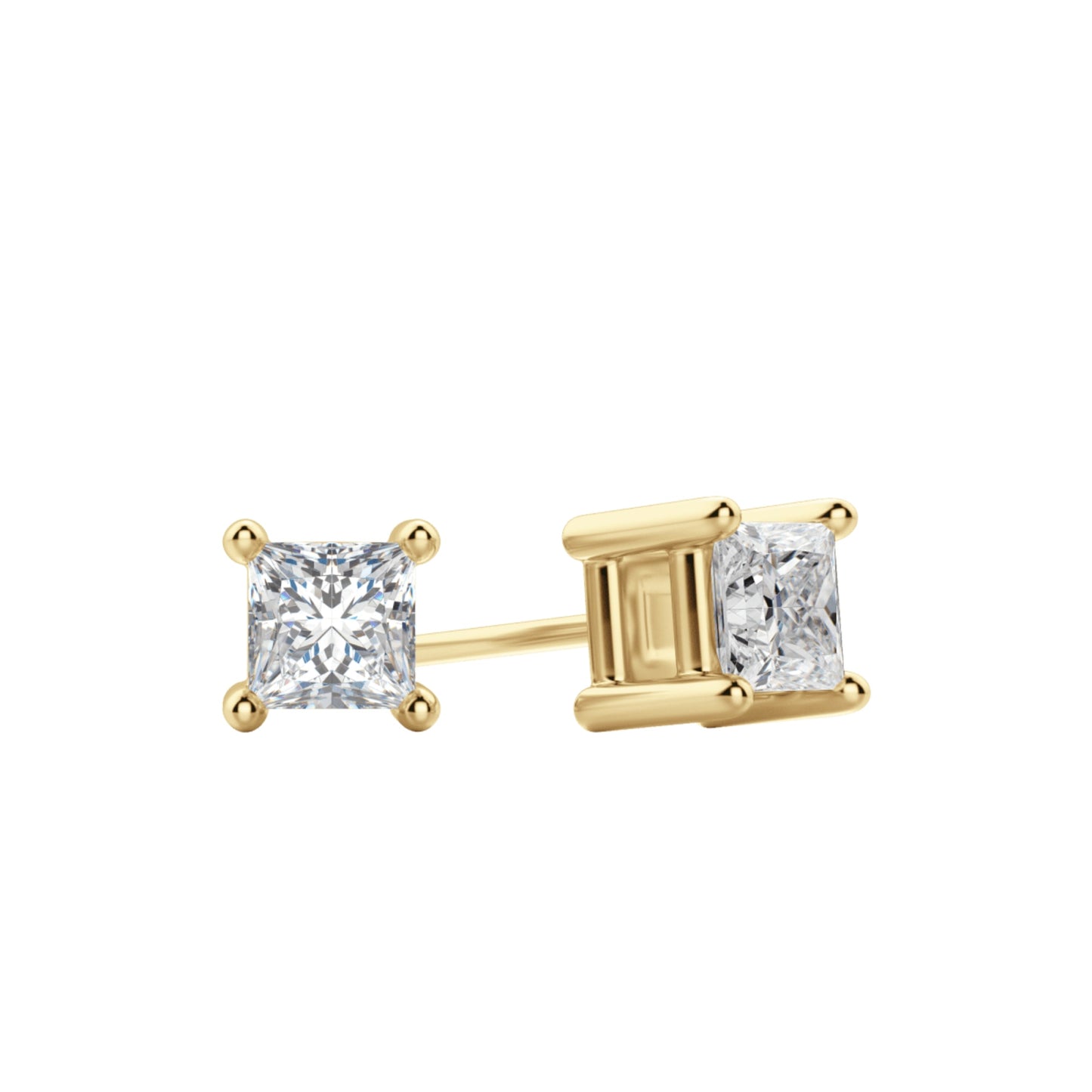 0.50 TCW-1.0 TCW Princess Cut Moissanite Solitaire Stud Earrings