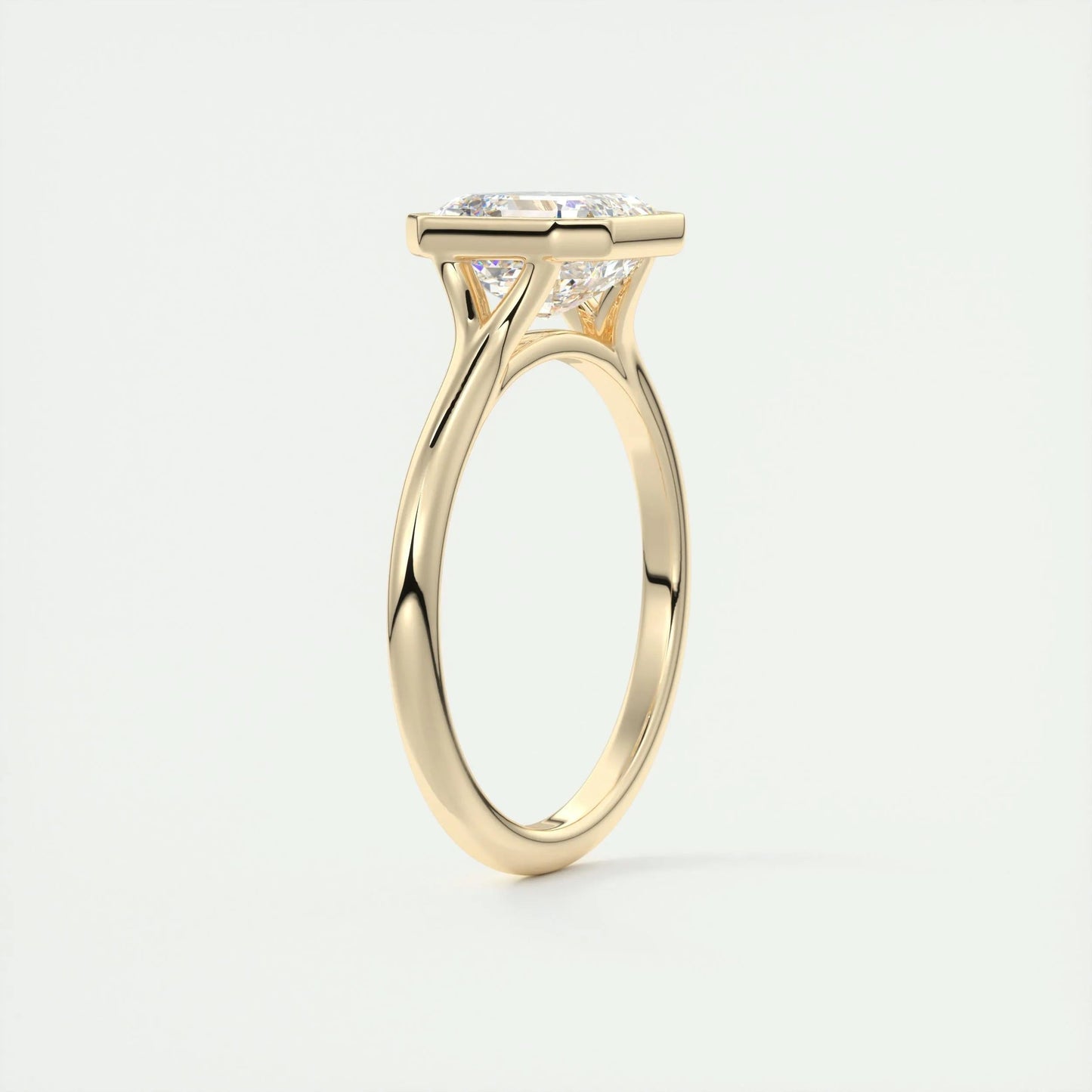 2.03 CT Asscher Cut Bezel Solitaire Moissanite Engagement Ring