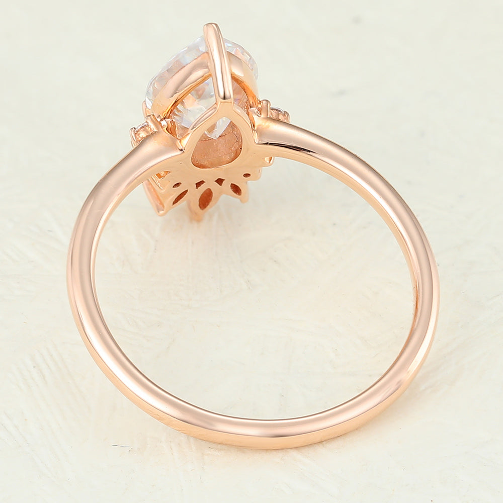 0.85 CT Pear Cluster Lab-Grown Diamond Engagement Ring