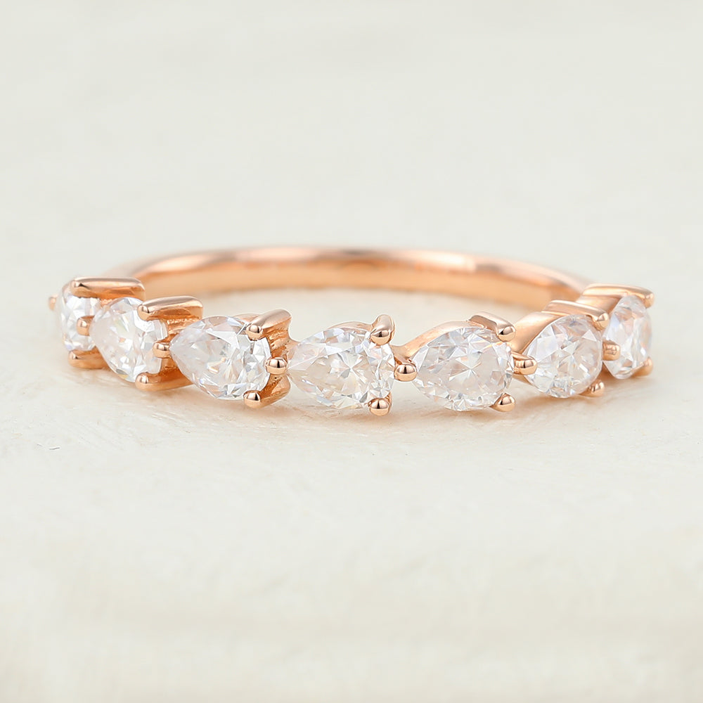 1.40 CT Pear Shaped Moissanite Half Eternity Wedding Band