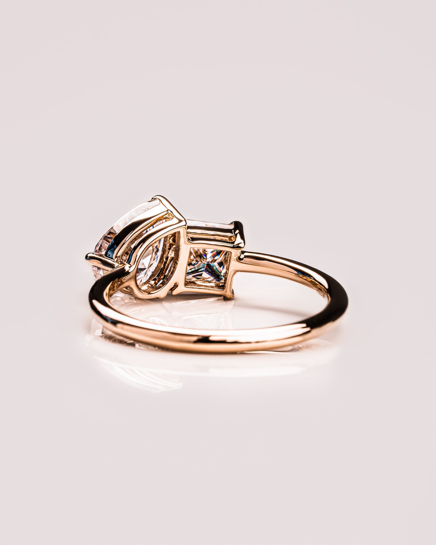 1.95 CT Pear & Princess Cut Two Stone Moissanite Engagement Ring