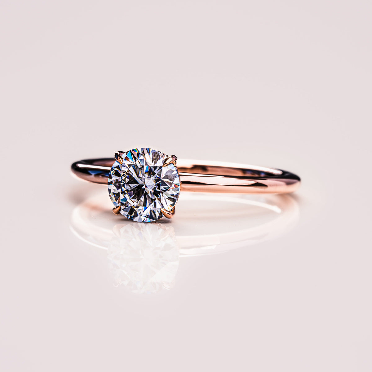 1.6 CT Round Hidden Halo Moissanite Engagement Ring