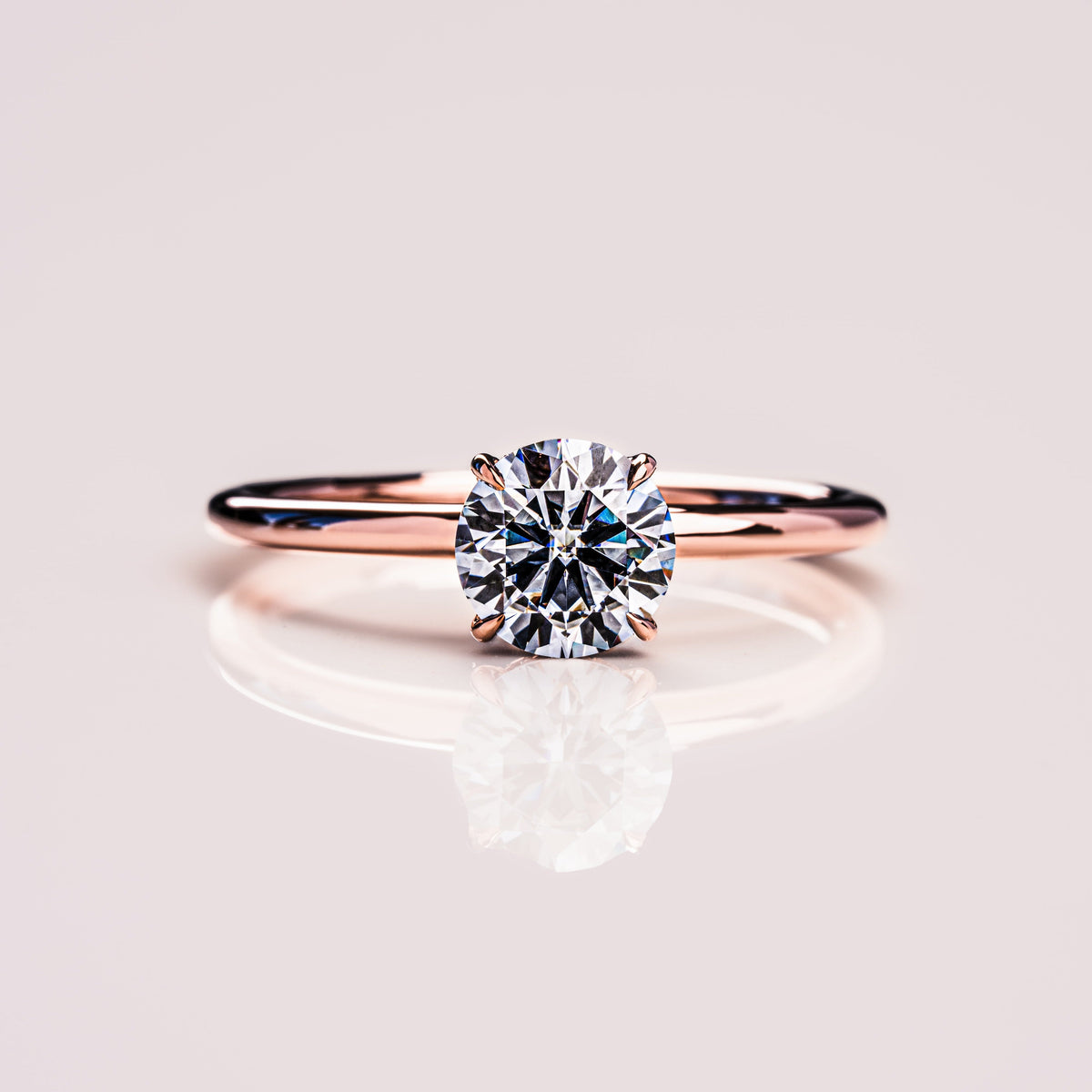 1.6 CT Round Hidden Halo Moissanite Engagement Ring