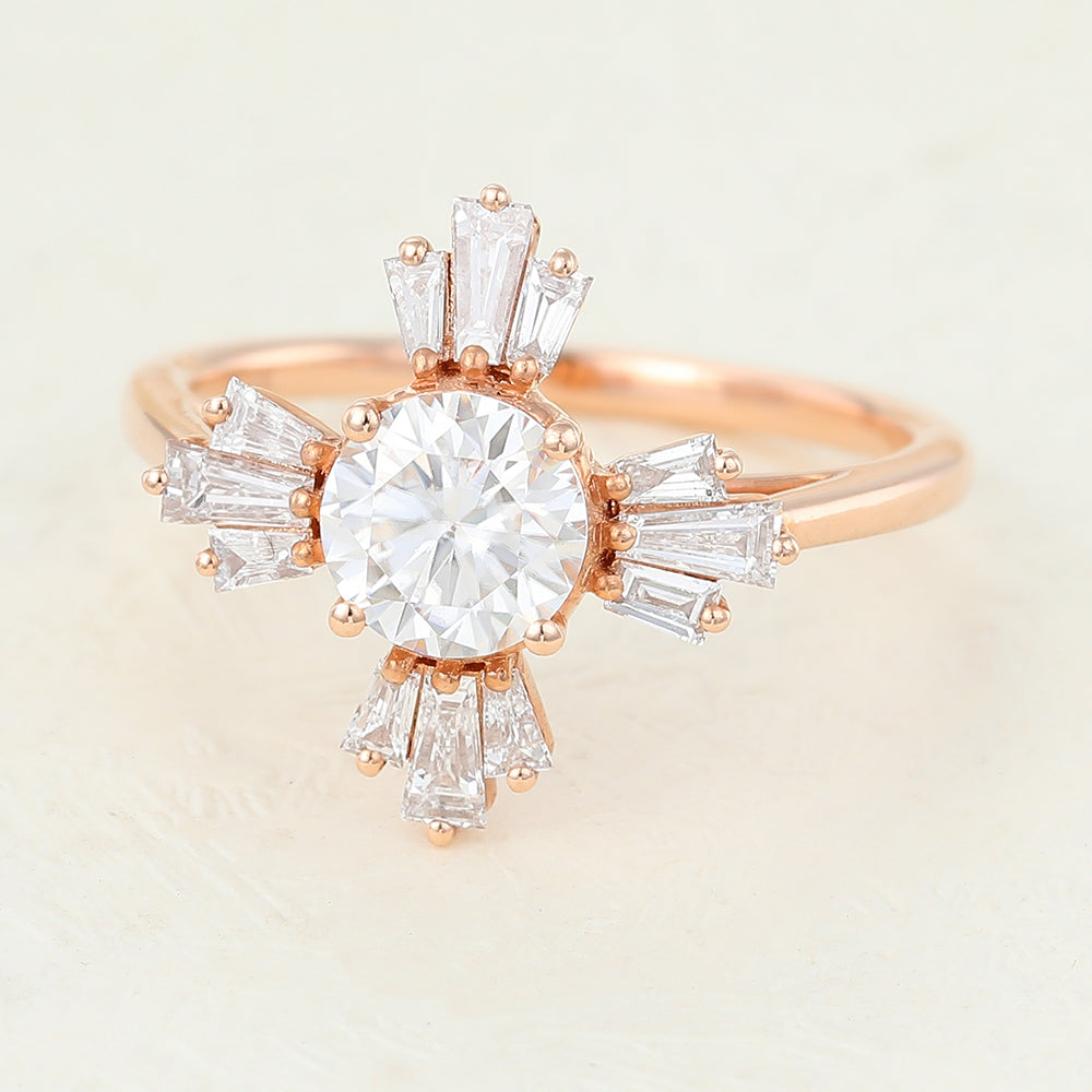 0.68 CT Round Vintage Cluster Lab-Grown Diamond Engagement Ring