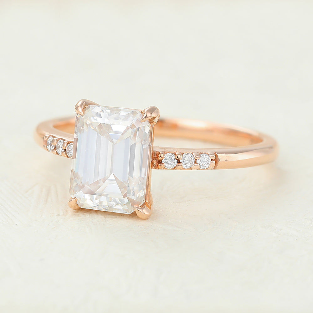 1.6 CT Emerald Pave Lab-Grown Diamond Engagement Ring