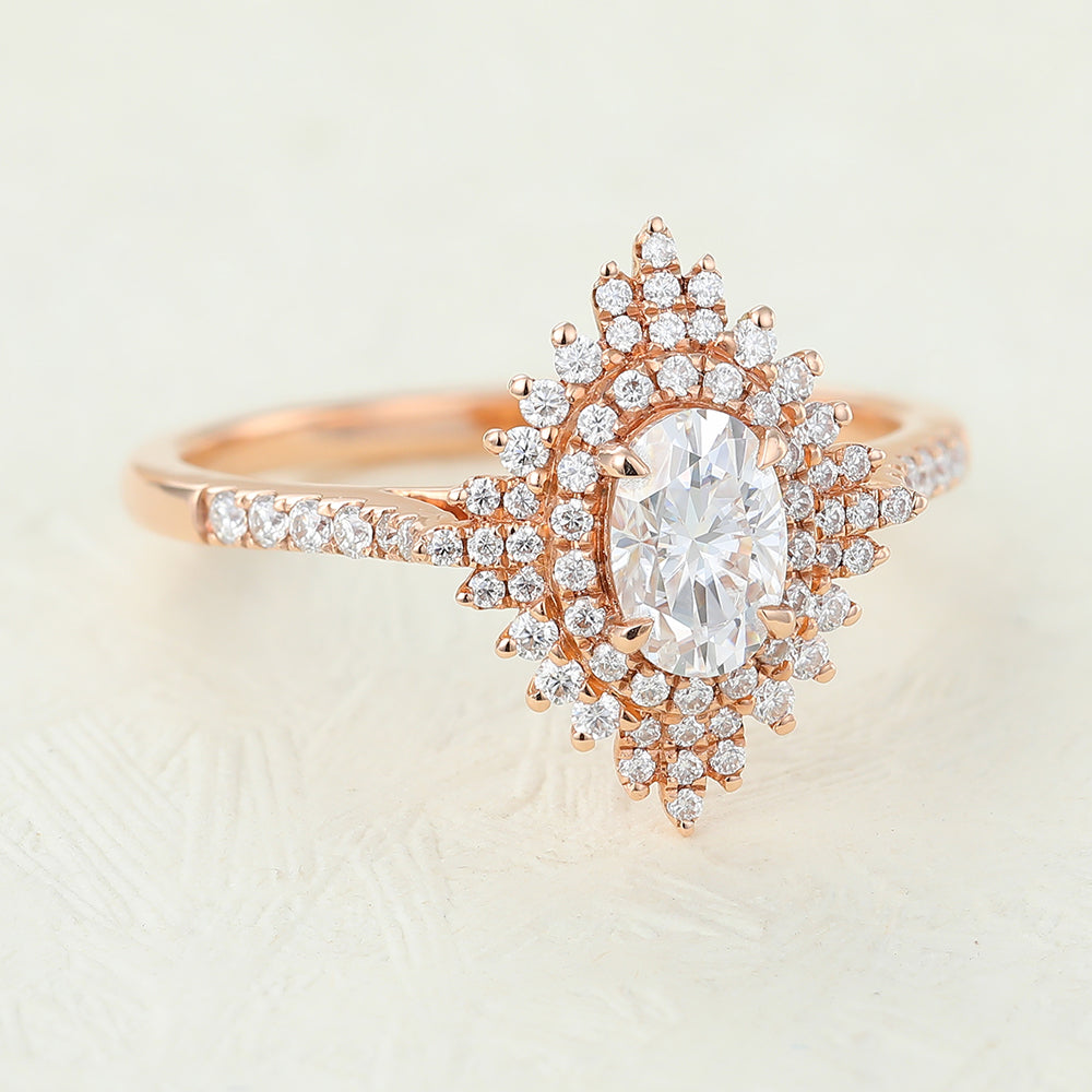0.43 CT Oval Cluster Lab-Grown Diamond Engagement Ring