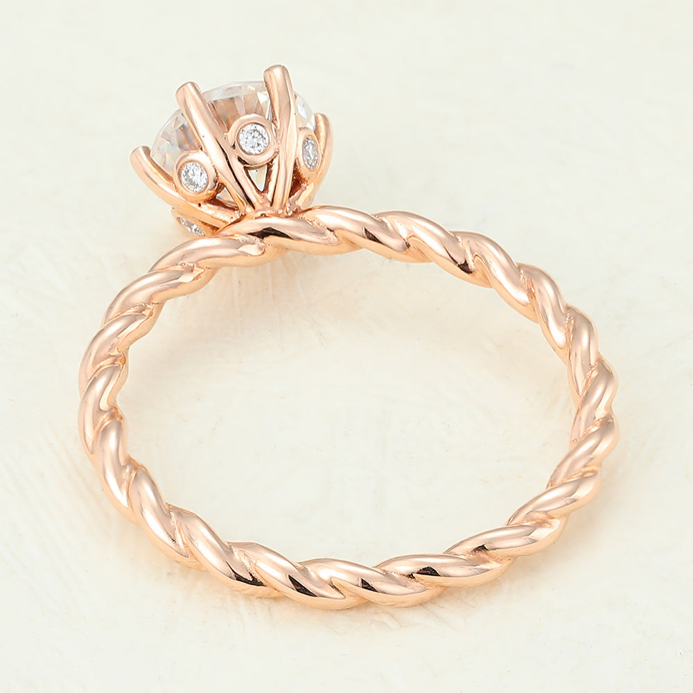 0.88 CT Round Twisted Shank Lab-Grown Diamond Engagement Ring