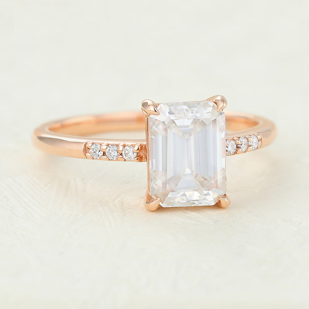 1.6 CT Emerald Pave Lab-Grown Diamond Engagement Ring