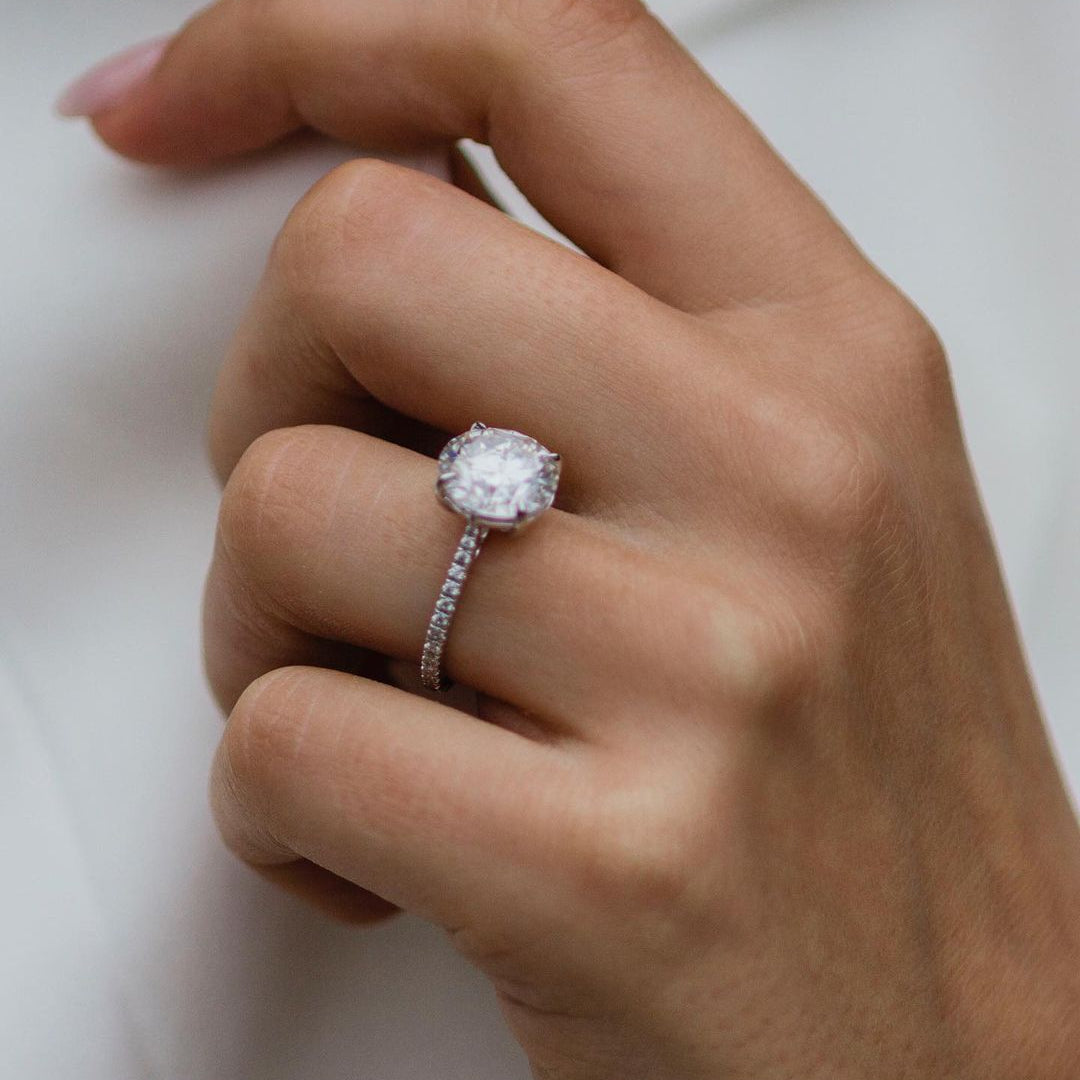 3.1 CT Round Pave Lab Grown Diamond Engagement Ring
