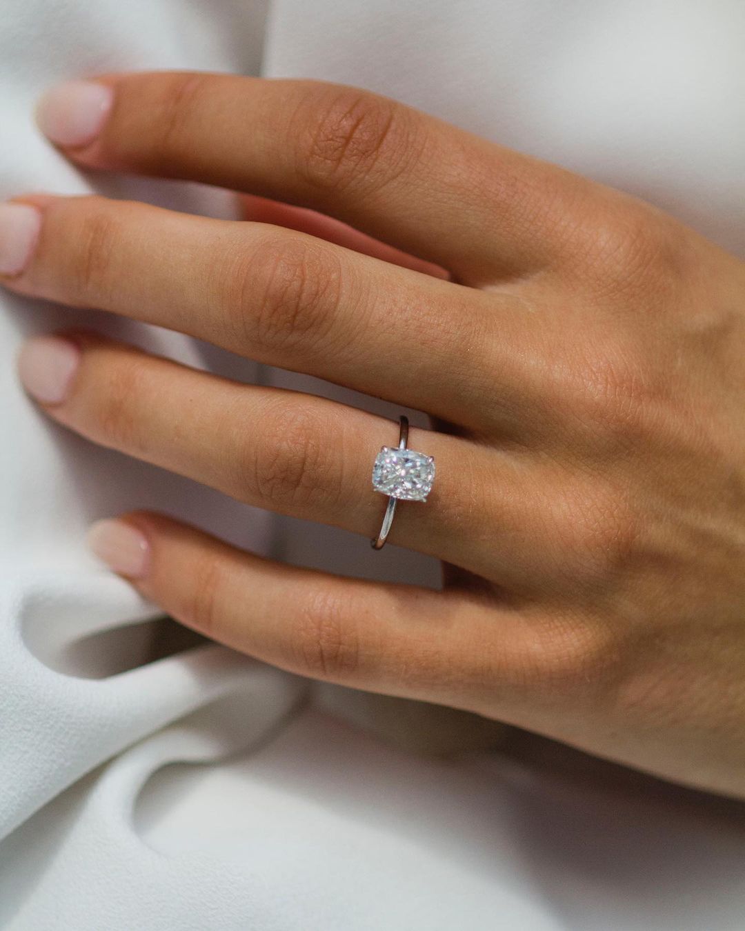 1.8 CT Cushion Hidden Halo Lab Grown Diamond Engagement Ring