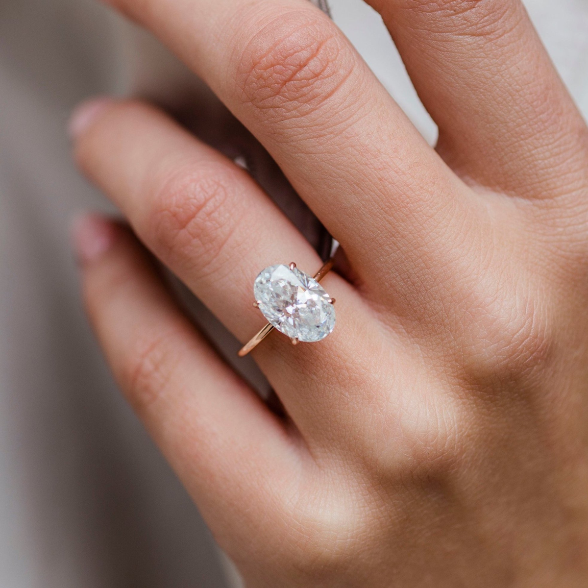 4 CT Oval Solitaire Lab Grown Diamond Engagement Ring