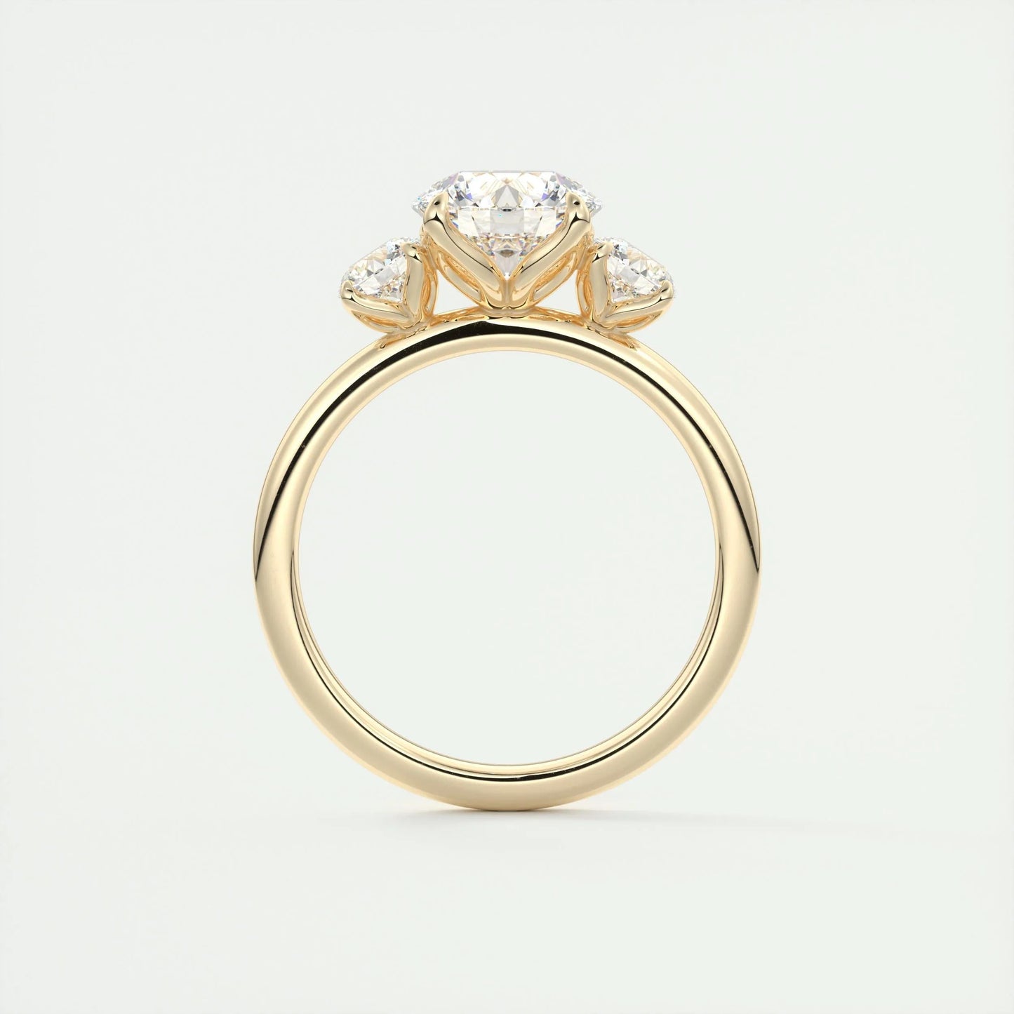2.0 CT Round Cut Three Stone Moissanite Engagement Ring