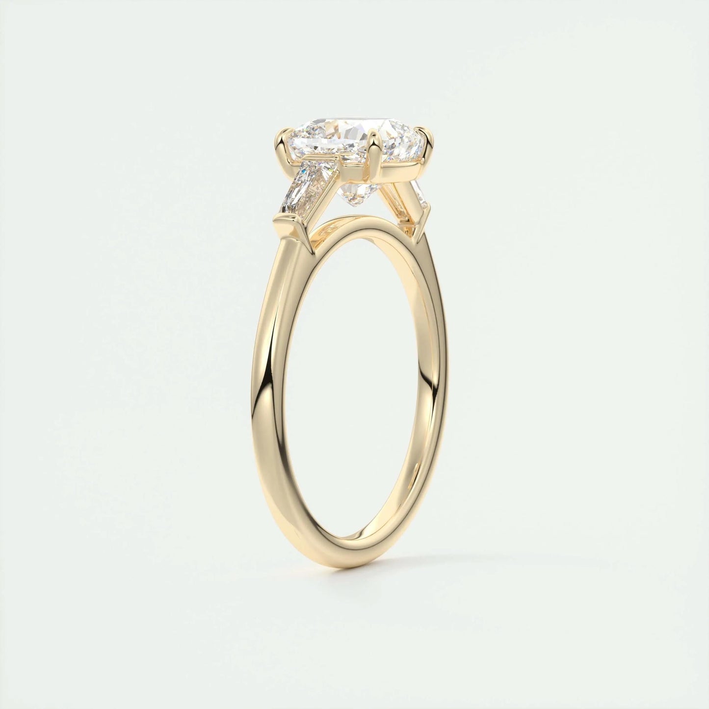 2.15 CT Cushion Cut Three Stone Moissanite Engagement Ring