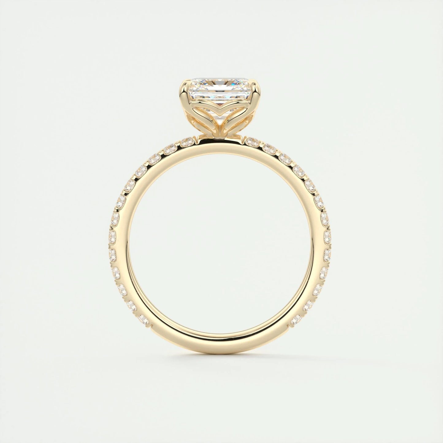 2.03 CT Asscher Cut Solitaire Pave Moissanite Engagement Ring