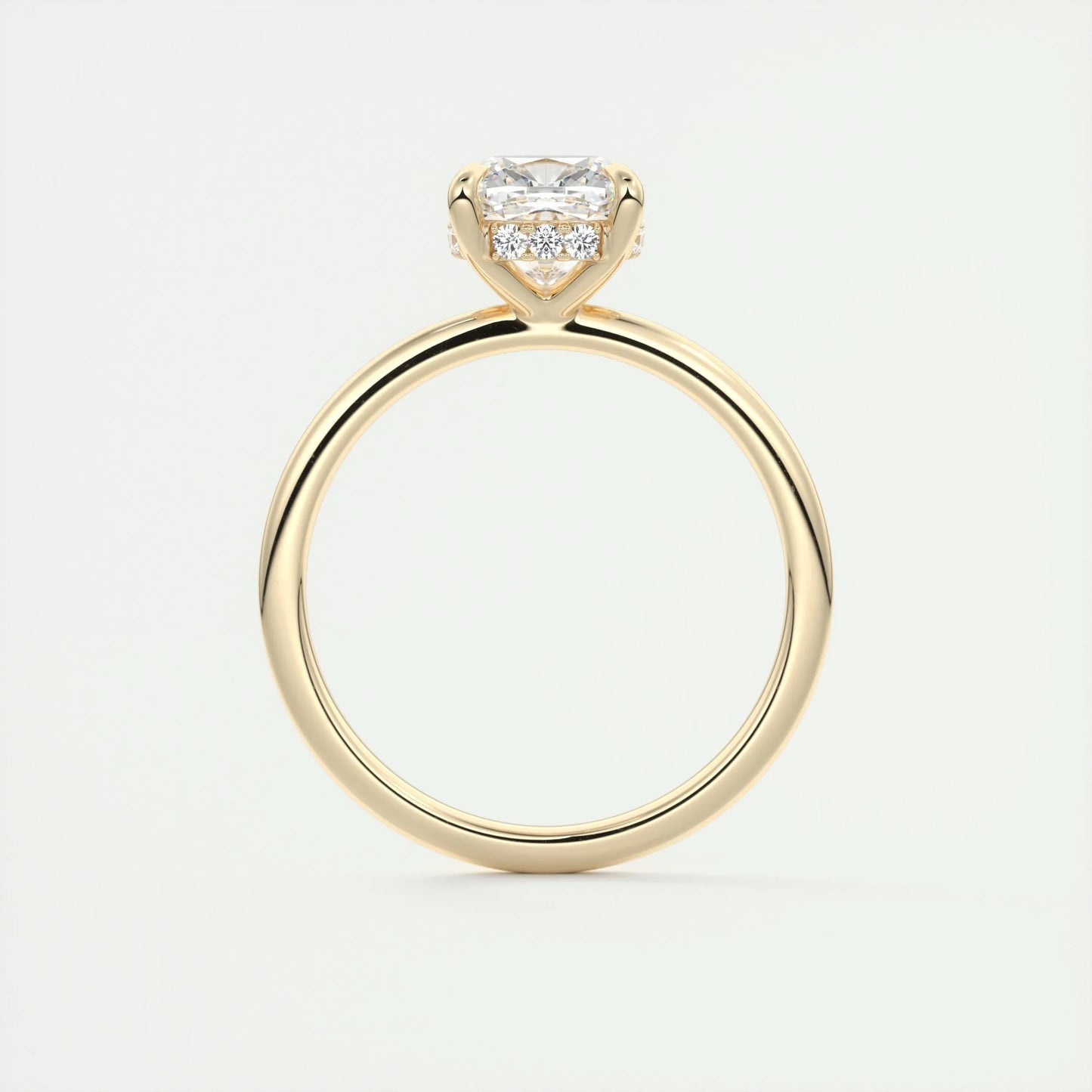 2.15 CT Cushion Solitaire Hidden Halo Moissanite Engagement Ring
