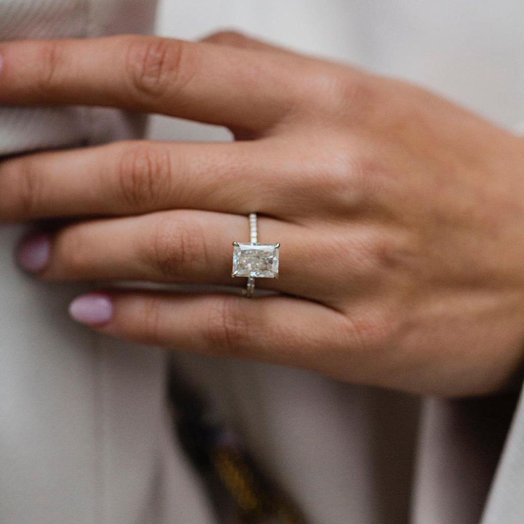 3.55 CT Radiant Pave Lab Grown Diamond Engagement Ring