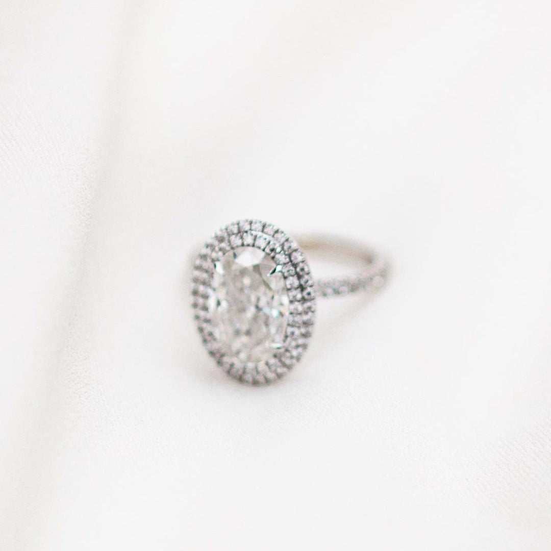 3.85 CT Oval Double Halo & Pave Lab Grown Diamond Engagement Ring