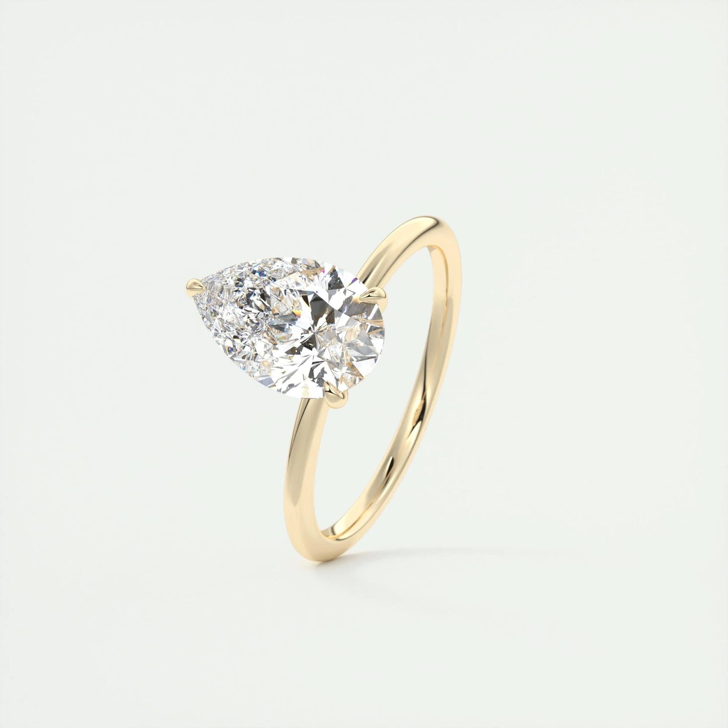 1.93 CT Pear Cut Solitaire Moissanite Engagement Ring