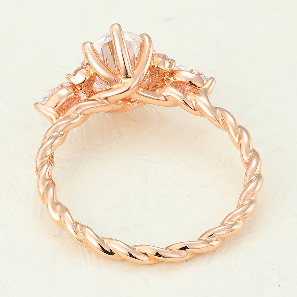 1.33 CT Oval Cluster Twisted Shank Lab-Grown Diamond Engagement Ring