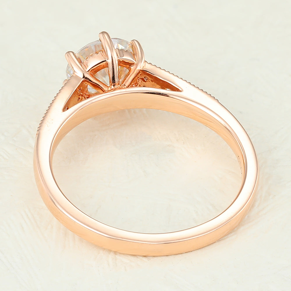 0.88 CT Round Pave Lab-Grown Diamond Engagement Ring