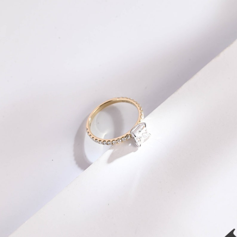 Stunning 0.5 - 1.5 CT Princess Moissanite Engagement Ring with Pave Design 5