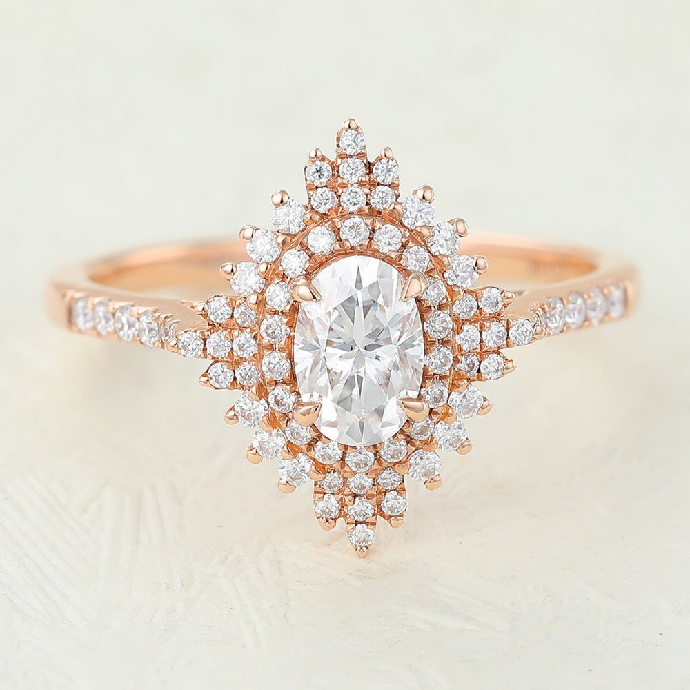 0.43 CT Oval Cluster Lab-Grown Diamond Engagement Ring