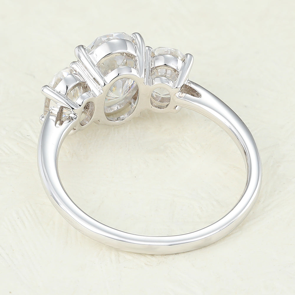 1.91 CT Oval Shaped Moissanite Three Stone Engagement Ring