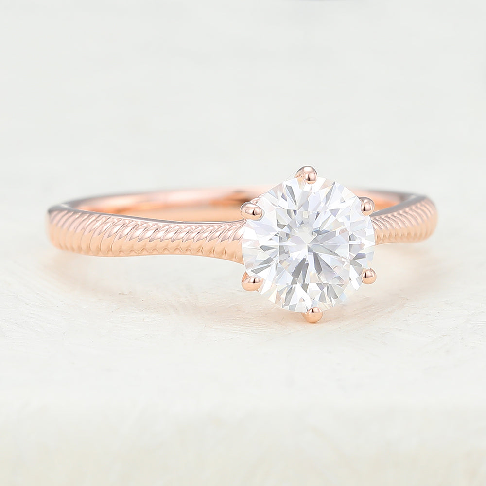 0.88 CT Round Solitaire Lab-Grown Diamond Engagement Ring
