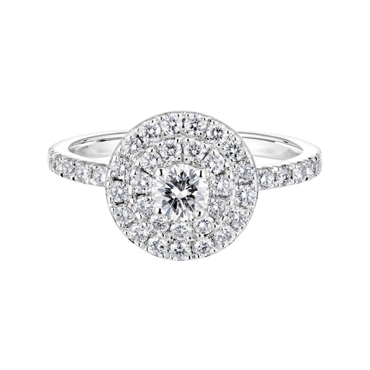 0.25 CT Round Shaped Moissanite Halo Engagement Ring