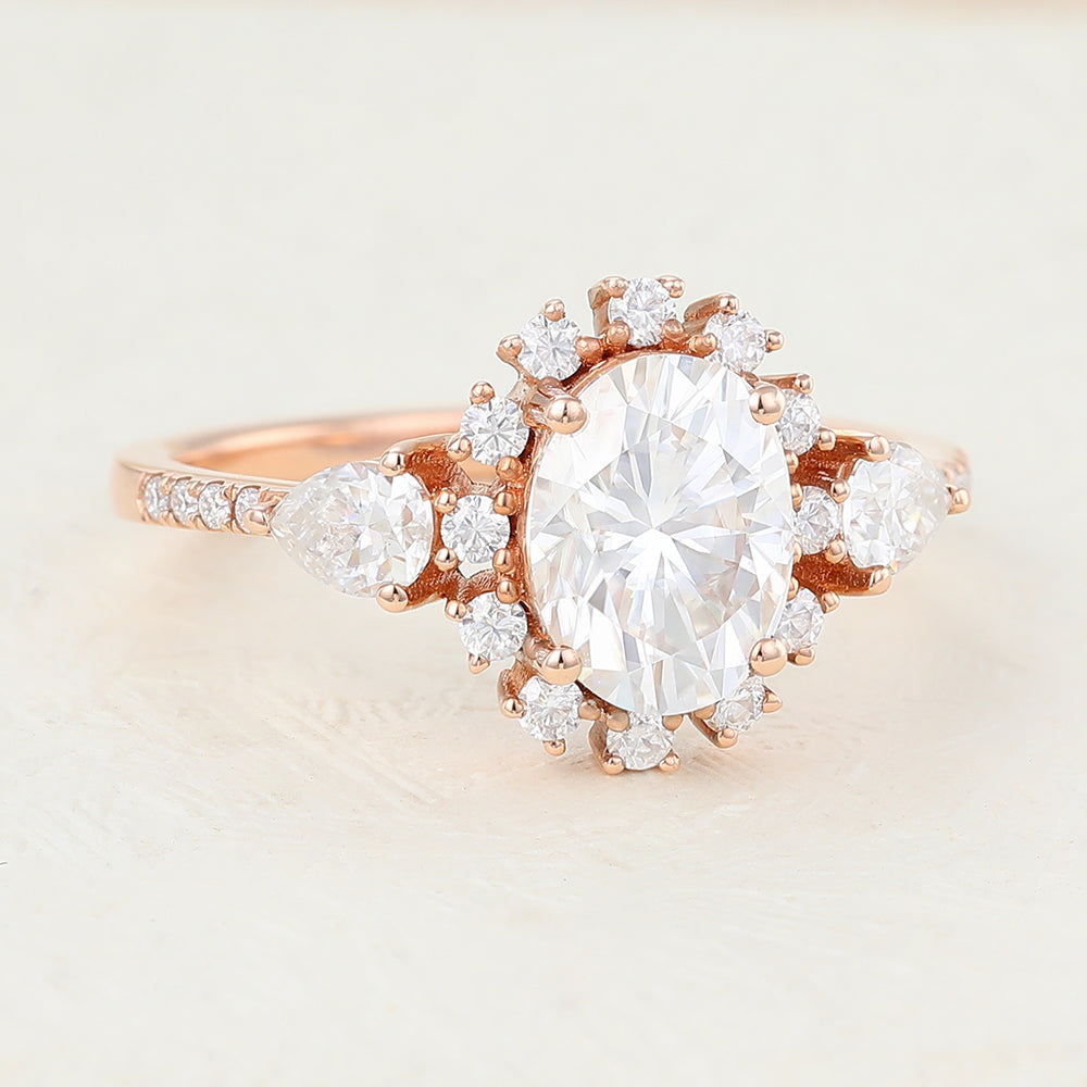 1.33 CT Oval Cluster & Pave Lab-Grown Diamond Engagement Ring