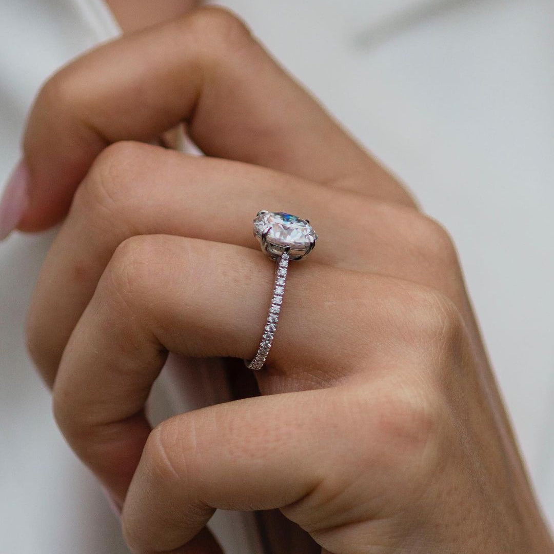 3.1 CT Round Pave Lab Grown Diamond Engagement Ring