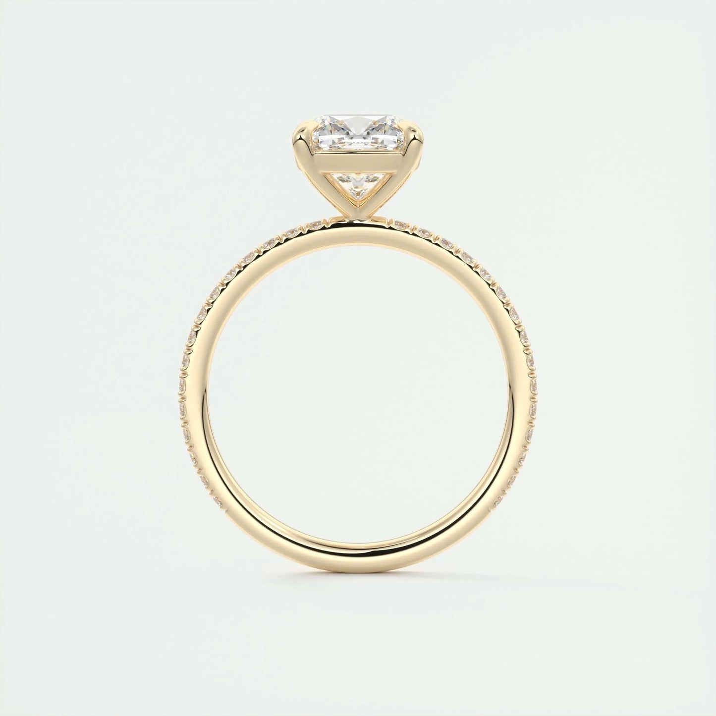 2.15 CT Cushion Cut Solitaire Pave Moissanite Engagement Ring
