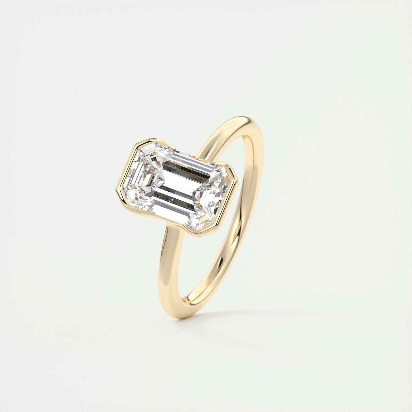 1.91 CT Emerald Half Bezel Solitaire Moissanite Engagement Ring
