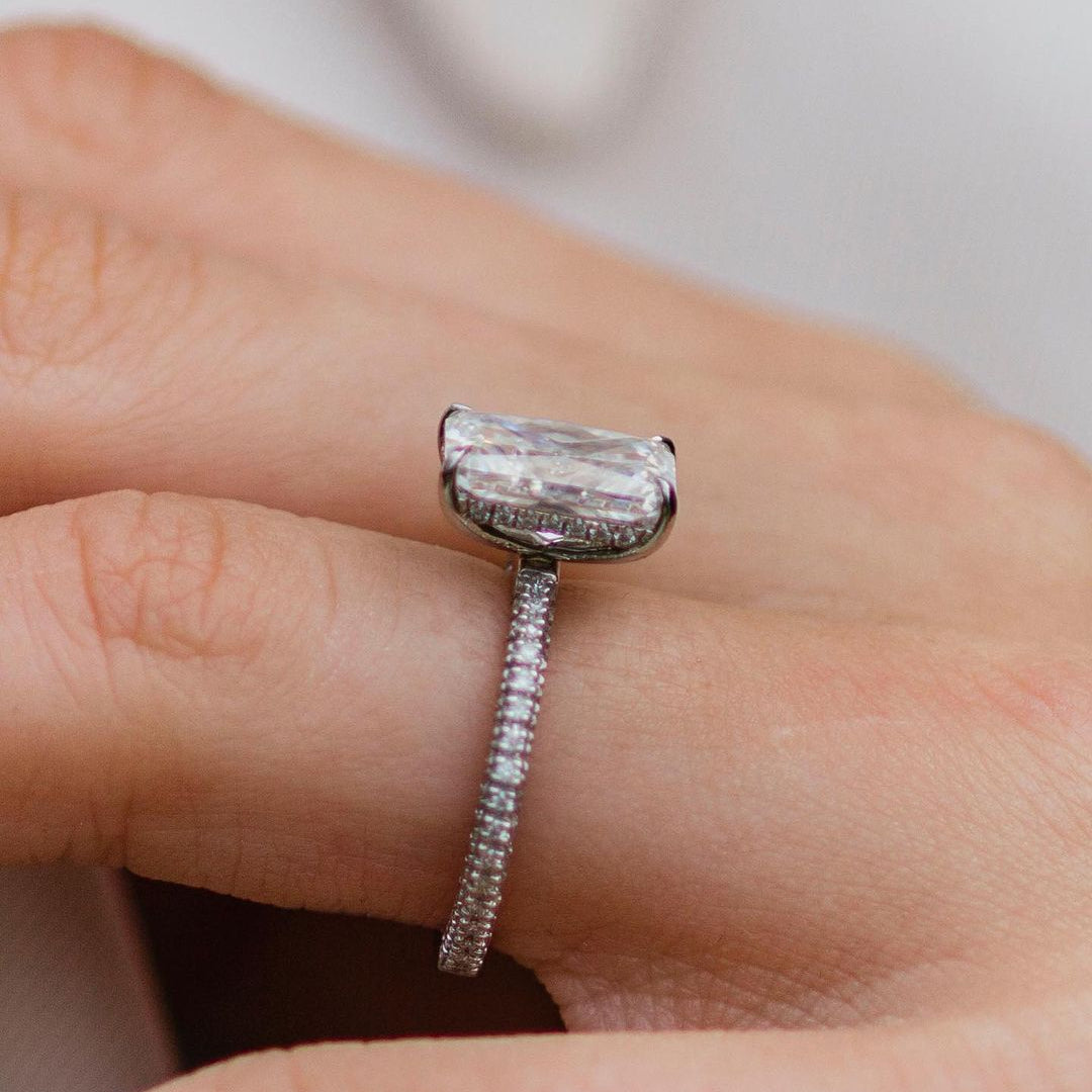 3 CT Radiant Pave Lab Grown Diamond Engagement Ring