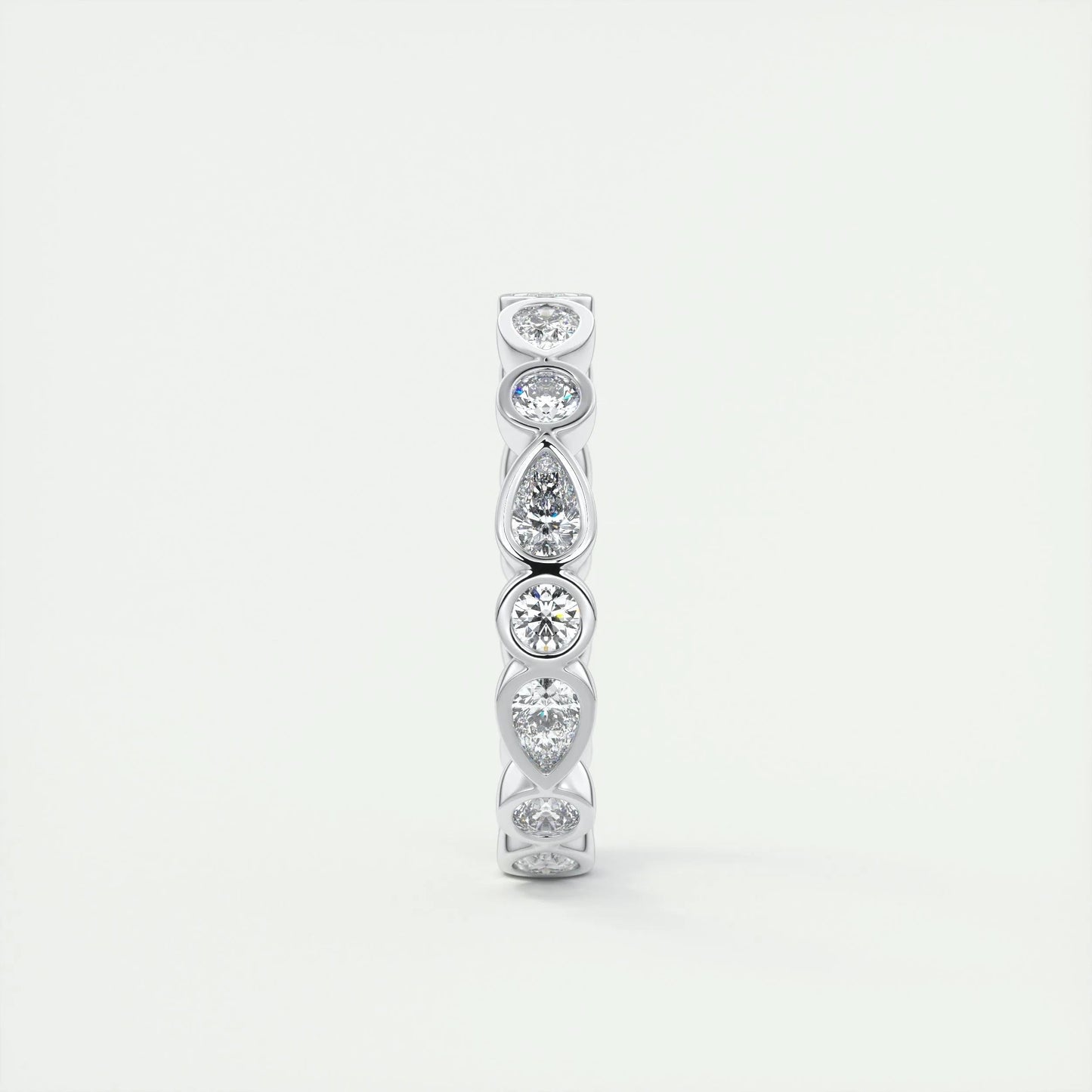 1.28 Pear and Round Bezel  Moissanite Bridal Wedding Band