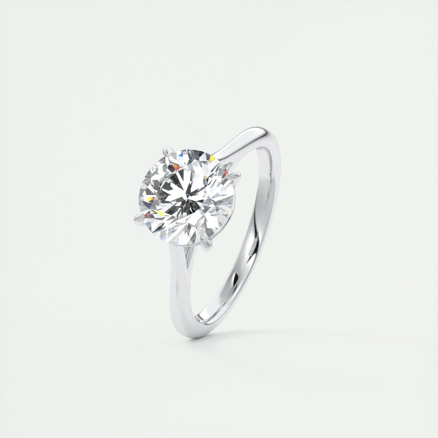 2.0 CT Round Cut Solitaire Moissanite Engagement Ring