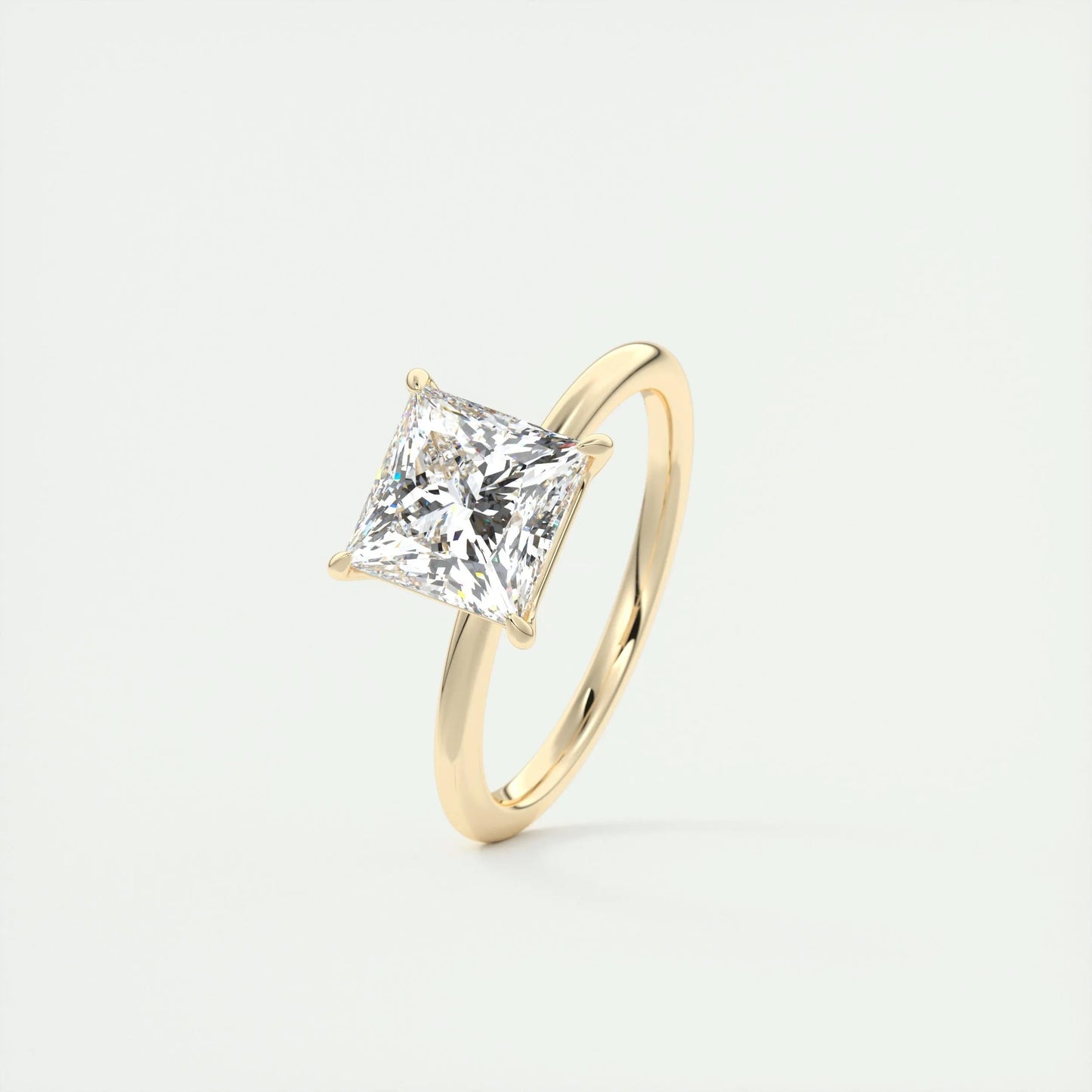 2.08 CT Princess Cut Solitaire Moissanite Engagement Ring