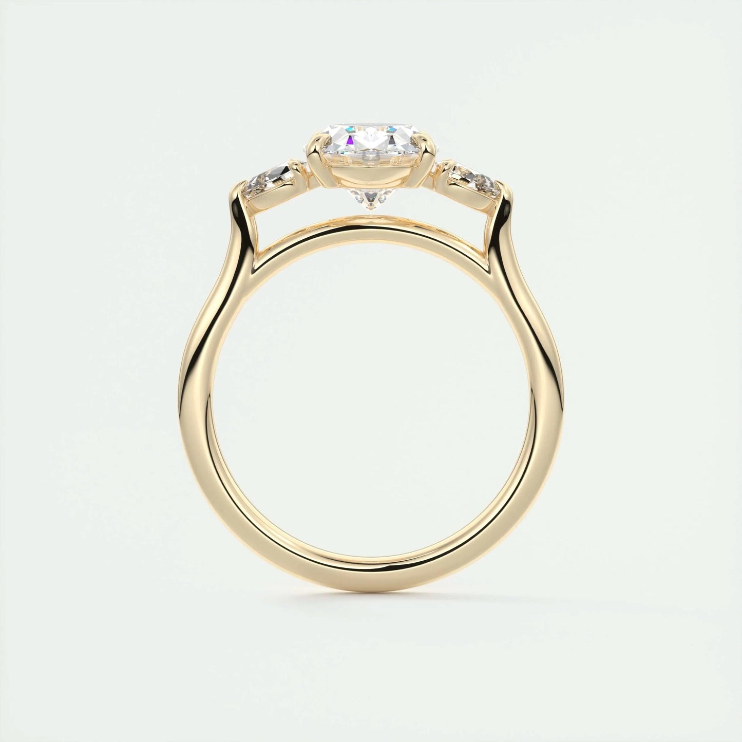 1.91 CT Oval Cut Three Stone Moissanite Engagement Ring