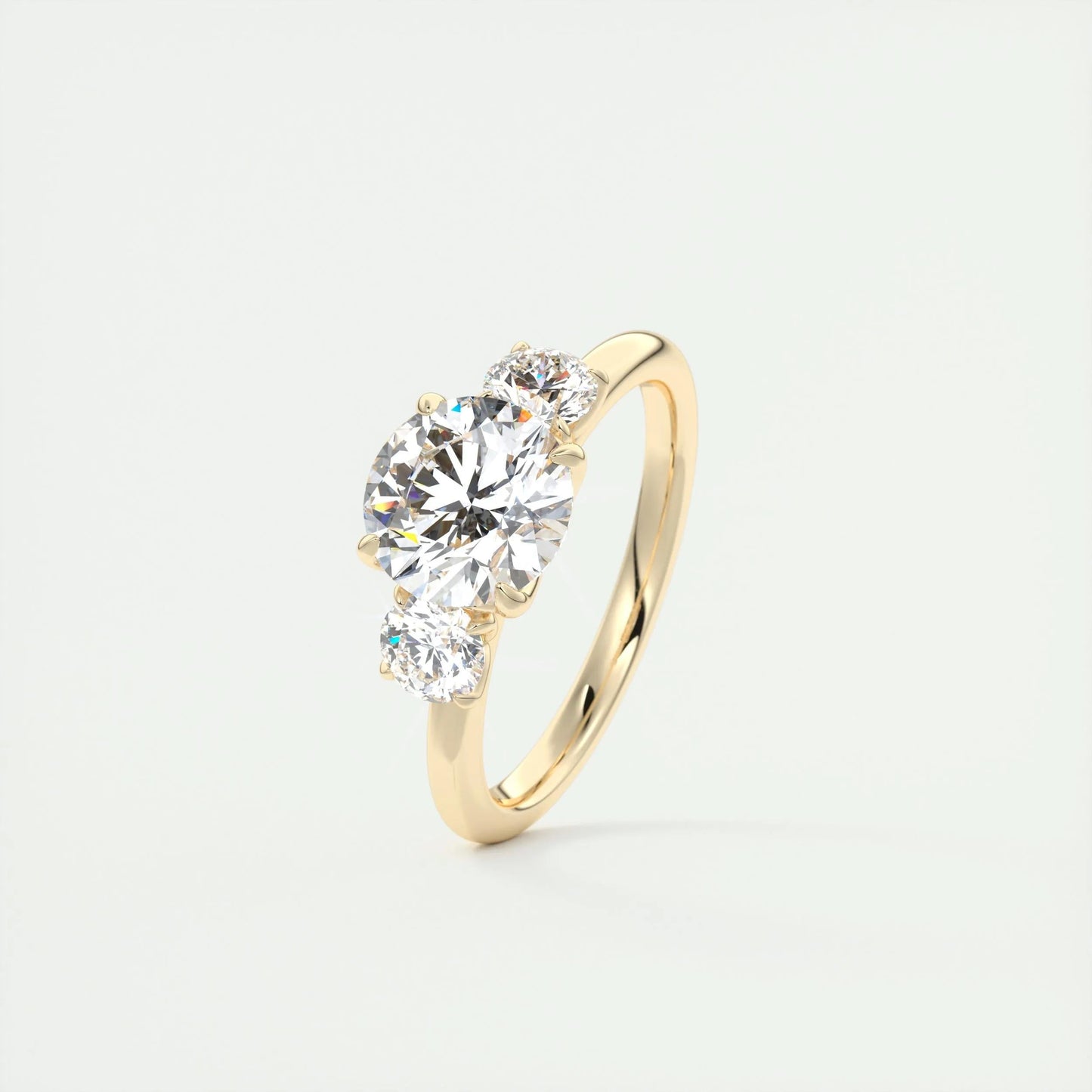 2.0 CT Round Cut Three Stone Moissanite Engagement Ring