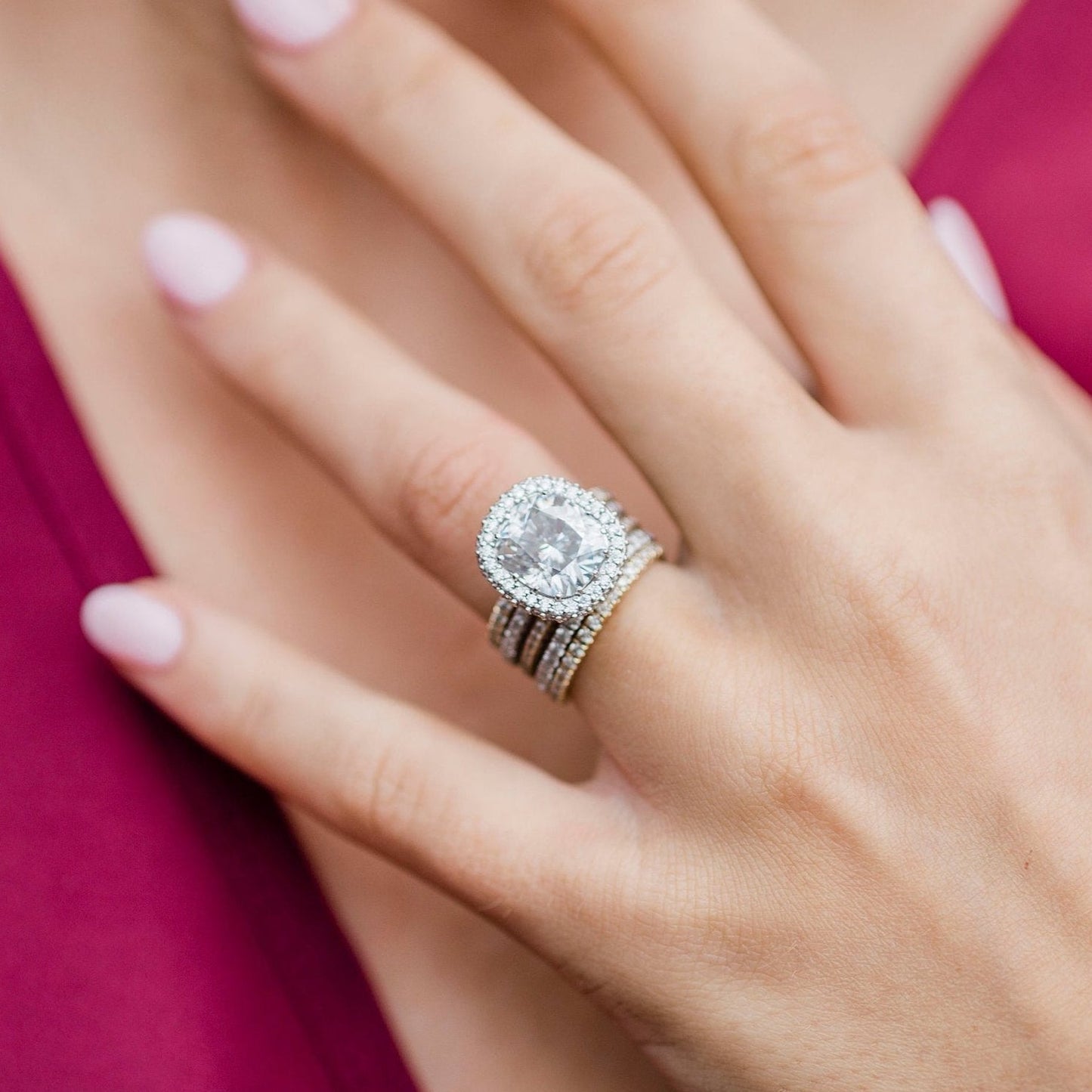 3.6 CT Cushion Halo & Pave Lab Grown Diamond Engagement Ring