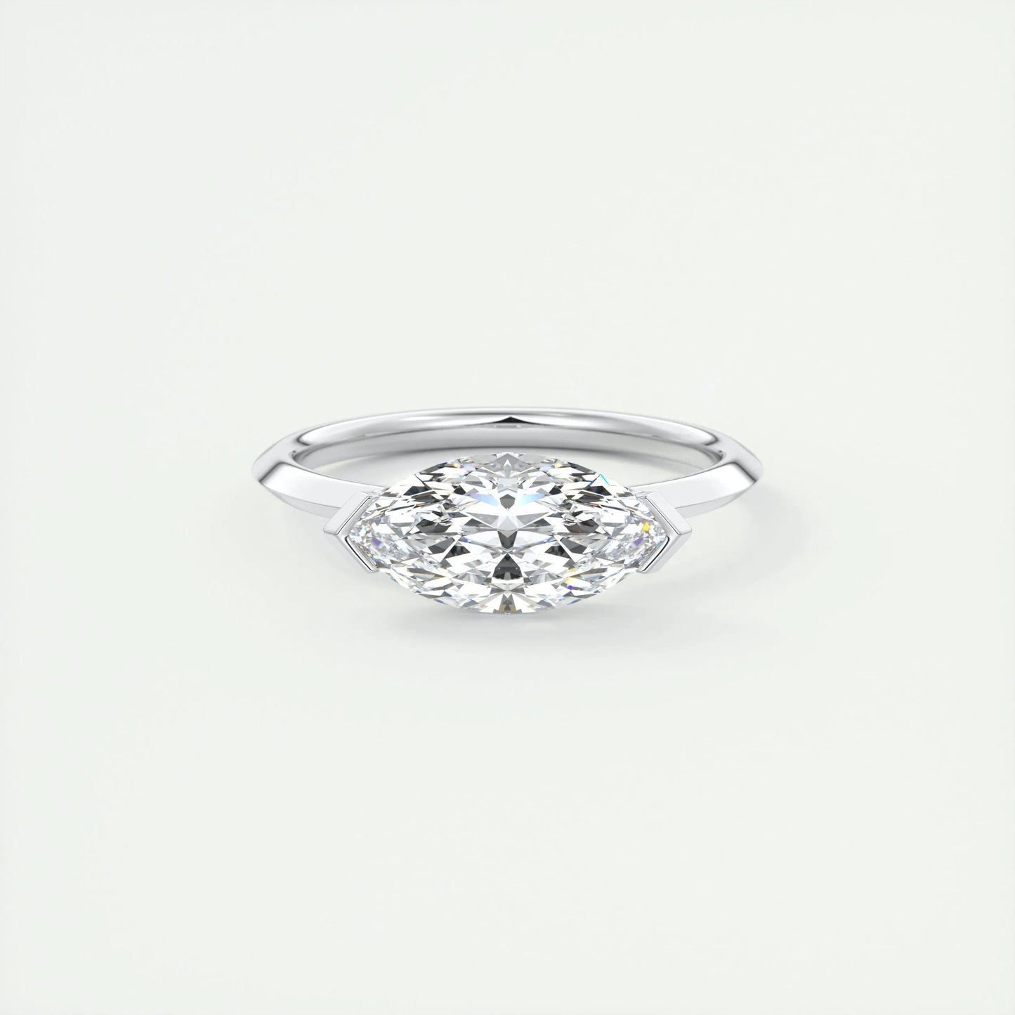 1.98 CT Marquise Half Bezel Solitaire Moissanite Engagement Ring