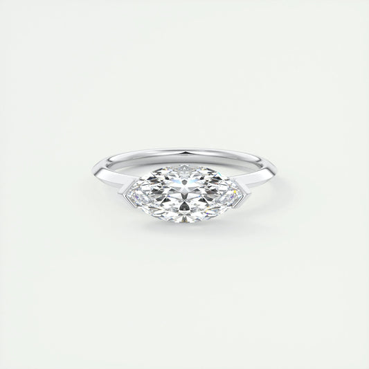 1.98 CT Marquise Half Bezel Solitaire Moissanite Engagement Ring