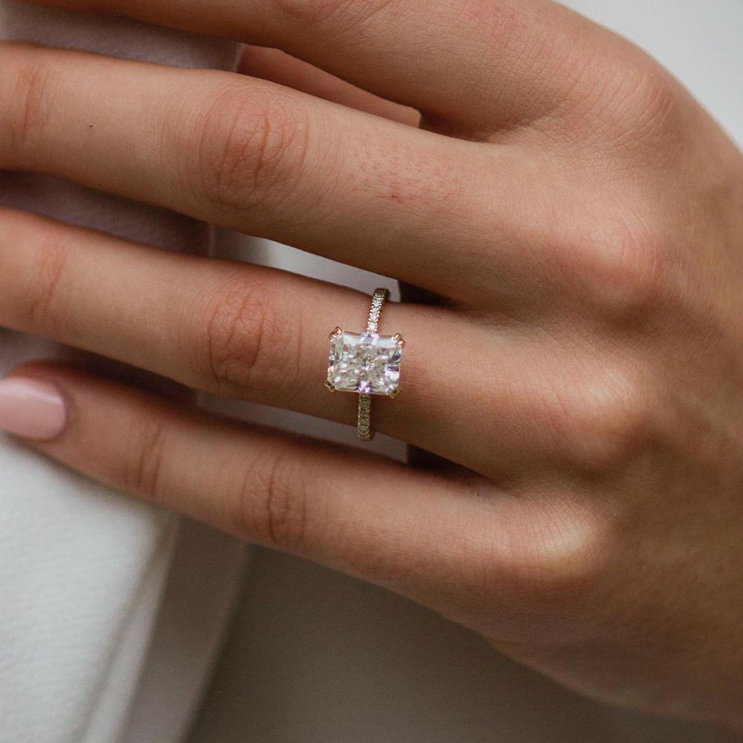 2.4 CT Radiant Pave Lab Grown Diamond Engagement Ring