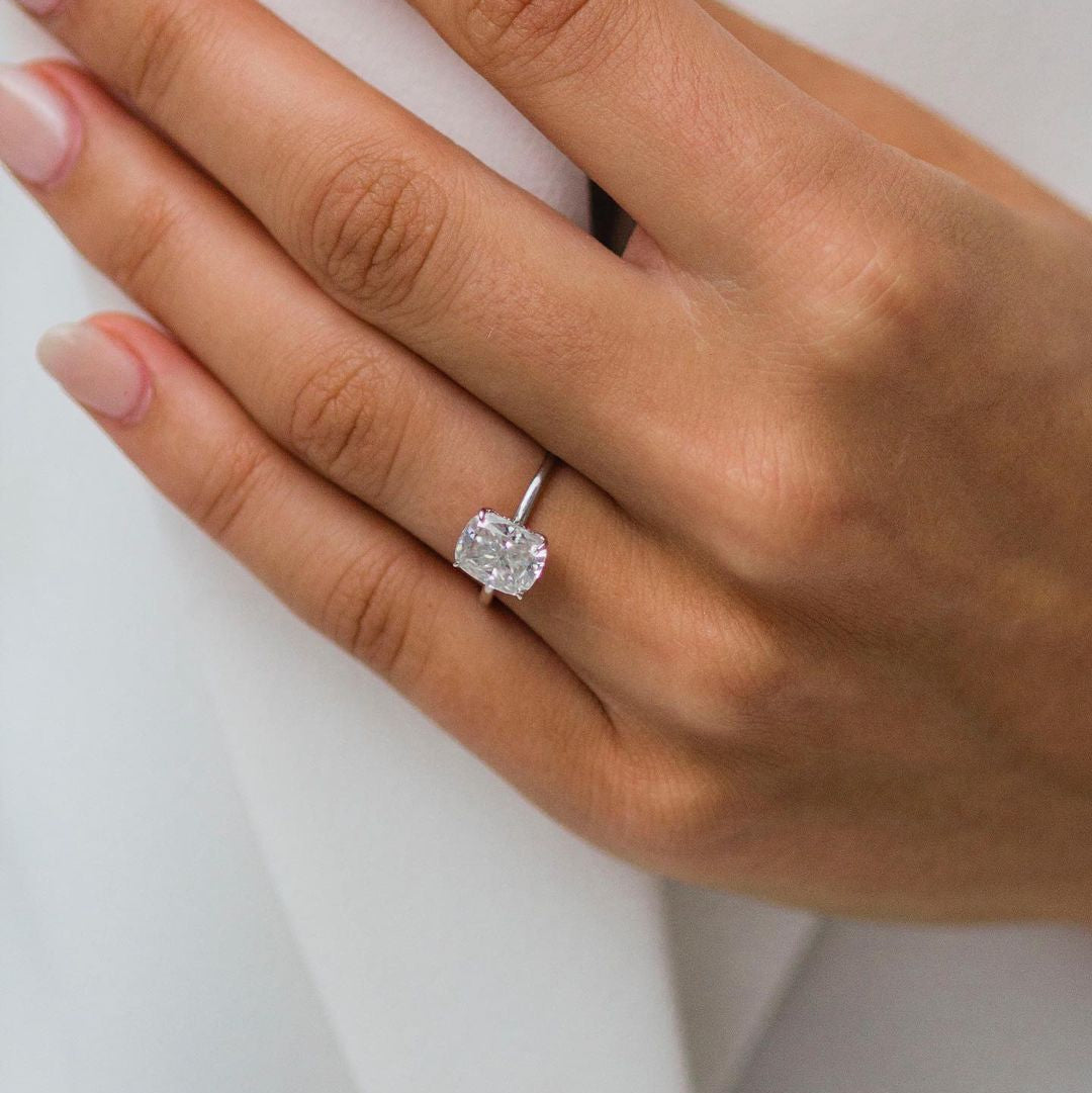 1.8 CT Cushion Hidden Halo Lab Grown Diamond Engagement Ring