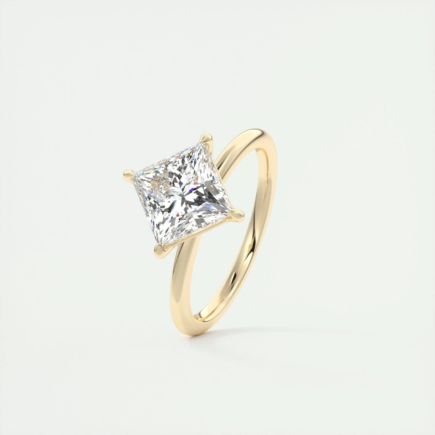 2.08 CT Princess Cut Solitaire Moissanite Engagement Ring