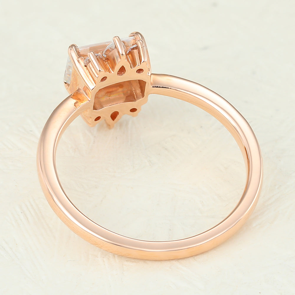 0.92 CT Emerald Cluster Lab-Grown Diamond Engagement Ring